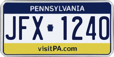 PA license plate JFX1240