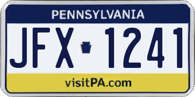 PA license plate JFX1241