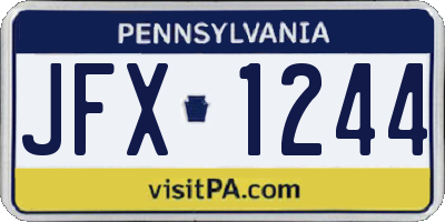 PA license plate JFX1244