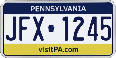 PA license plate JFX1245