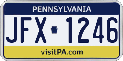 PA license plate JFX1246