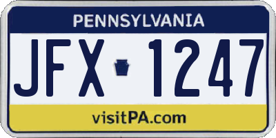 PA license plate JFX1247