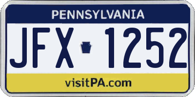 PA license plate JFX1252