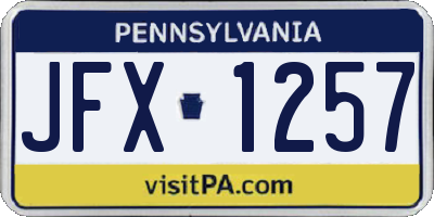 PA license plate JFX1257