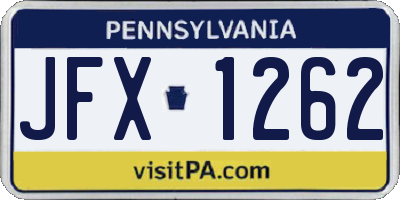 PA license plate JFX1262