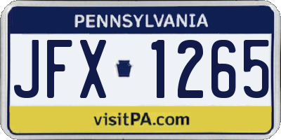 PA license plate JFX1265