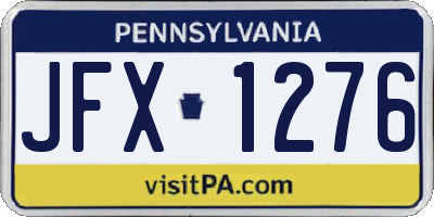 PA license plate JFX1276