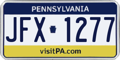 PA license plate JFX1277