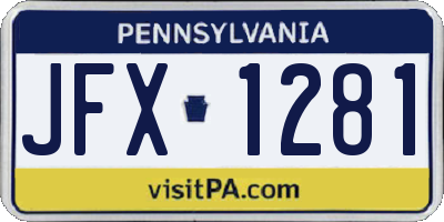 PA license plate JFX1281