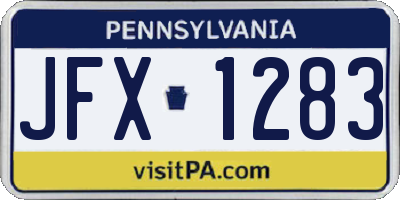 PA license plate JFX1283