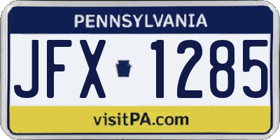 PA license plate JFX1285