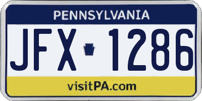 PA license plate JFX1286