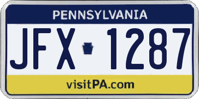 PA license plate JFX1287