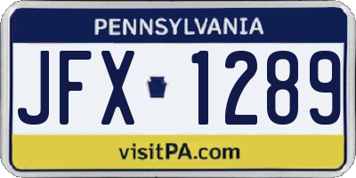 PA license plate JFX1289