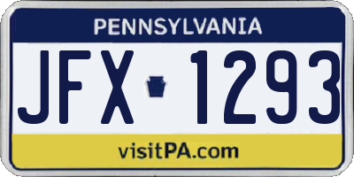 PA license plate JFX1293