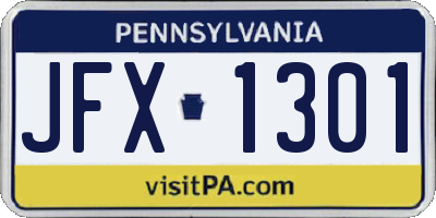 PA license plate JFX1301