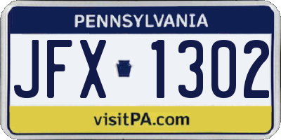 PA license plate JFX1302