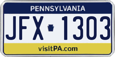 PA license plate JFX1303