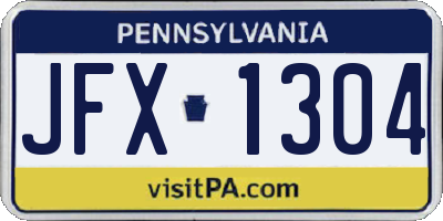 PA license plate JFX1304