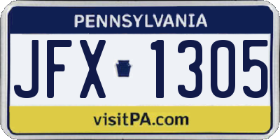 PA license plate JFX1305