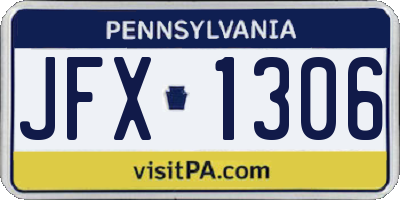 PA license plate JFX1306