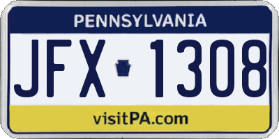 PA license plate JFX1308
