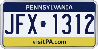 PA license plate JFX1312