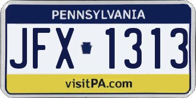 PA license plate JFX1313