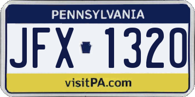 PA license plate JFX1320