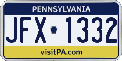 PA license plate JFX1332