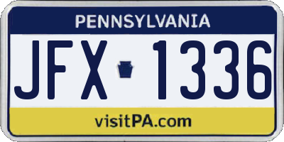 PA license plate JFX1336