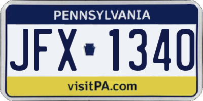 PA license plate JFX1340