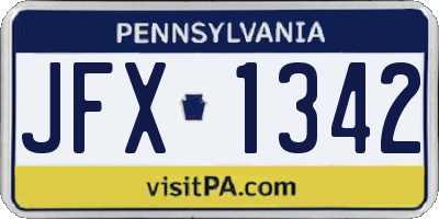 PA license plate JFX1342