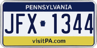PA license plate JFX1344