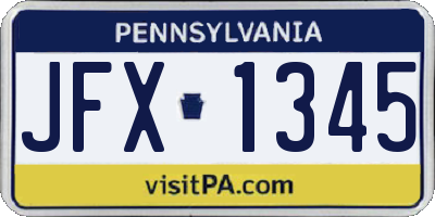 PA license plate JFX1345