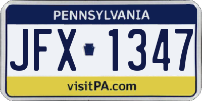 PA license plate JFX1347