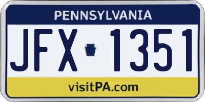 PA license plate JFX1351