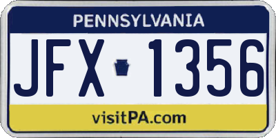 PA license plate JFX1356