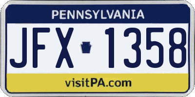 PA license plate JFX1358