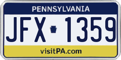 PA license plate JFX1359
