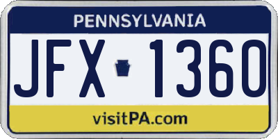 PA license plate JFX1360