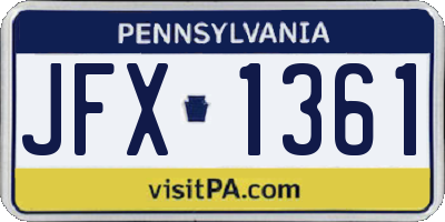 PA license plate JFX1361