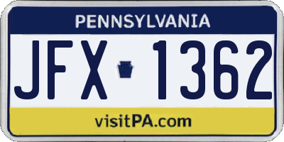 PA license plate JFX1362