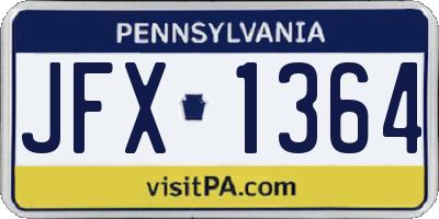 PA license plate JFX1364