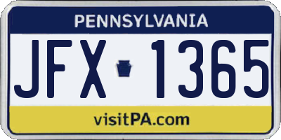 PA license plate JFX1365