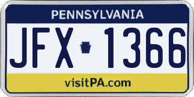 PA license plate JFX1366