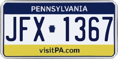 PA license plate JFX1367