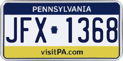 PA license plate JFX1368