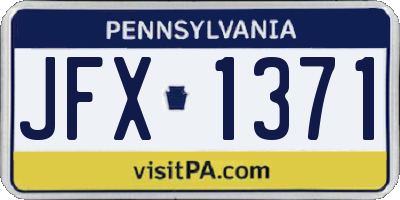 PA license plate JFX1371