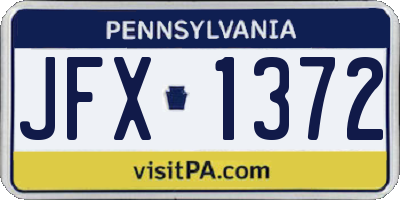 PA license plate JFX1372